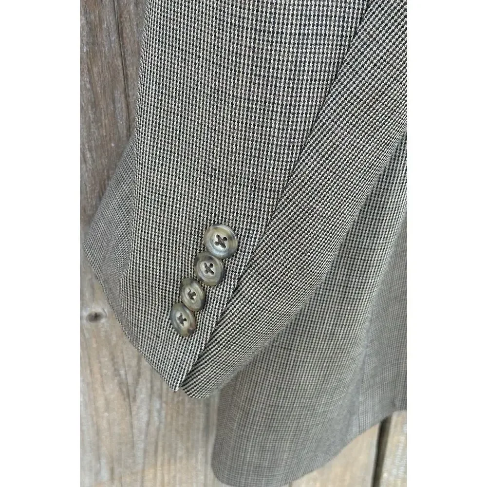 Vintage 90s Tommy Hilfiger Mens 44R Wool Houndstooth Sport Coat Suit Jacket USA